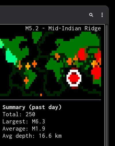 Tile map with earthquake markers